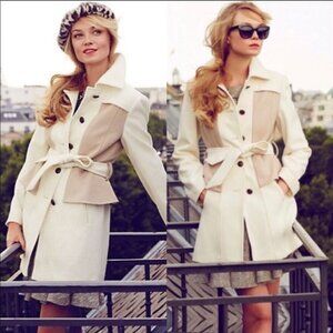 Elevenses Cream and Tan Pea Coat